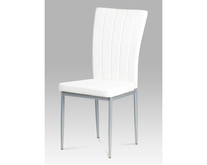 Jídelní židle koženka bílá / šedý lak AC-1287 WT