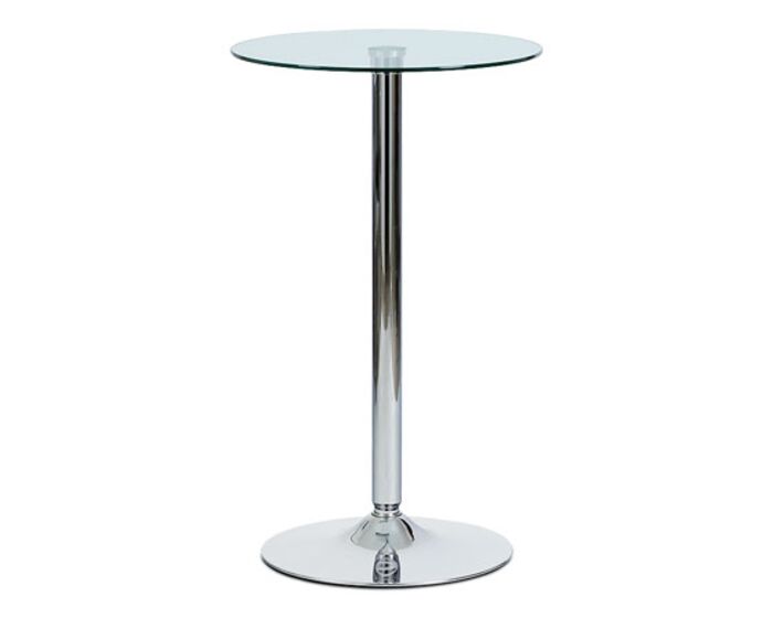 Barový stůl čiré sklo / chrom, pr. 60 cm AUB-6070 CLR