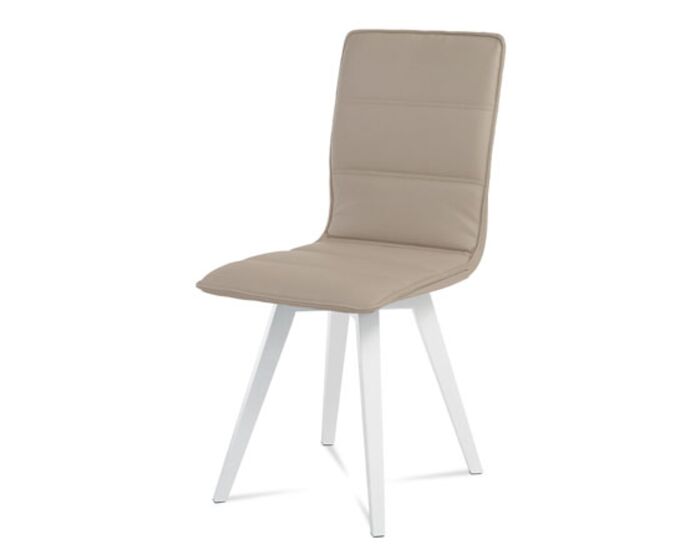Jídelní židle, koženka cappuccino / vysoký lesk bílý B829 CAP1