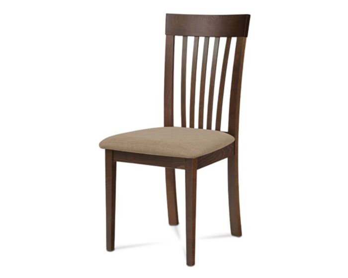 Jídelní židle, masiv buk, barva ořech, látkový béžový potah BC-3950 WAL