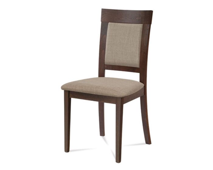 Jídelní židle, masiv buk, barva ořech, látkový béžový potah BC-3960 WAL