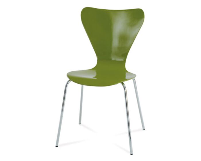 Jídelní židle chrom / překližka zelená (lesk) C-180-5 GRN